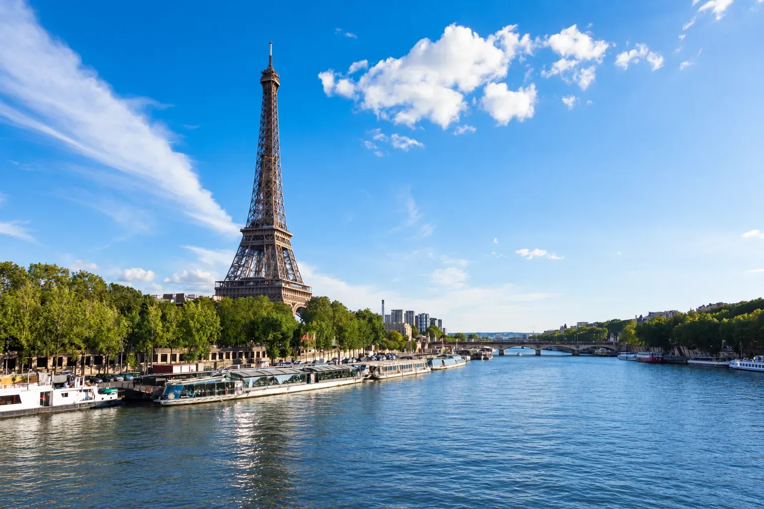 The Eiffel Tower seen across the Seine